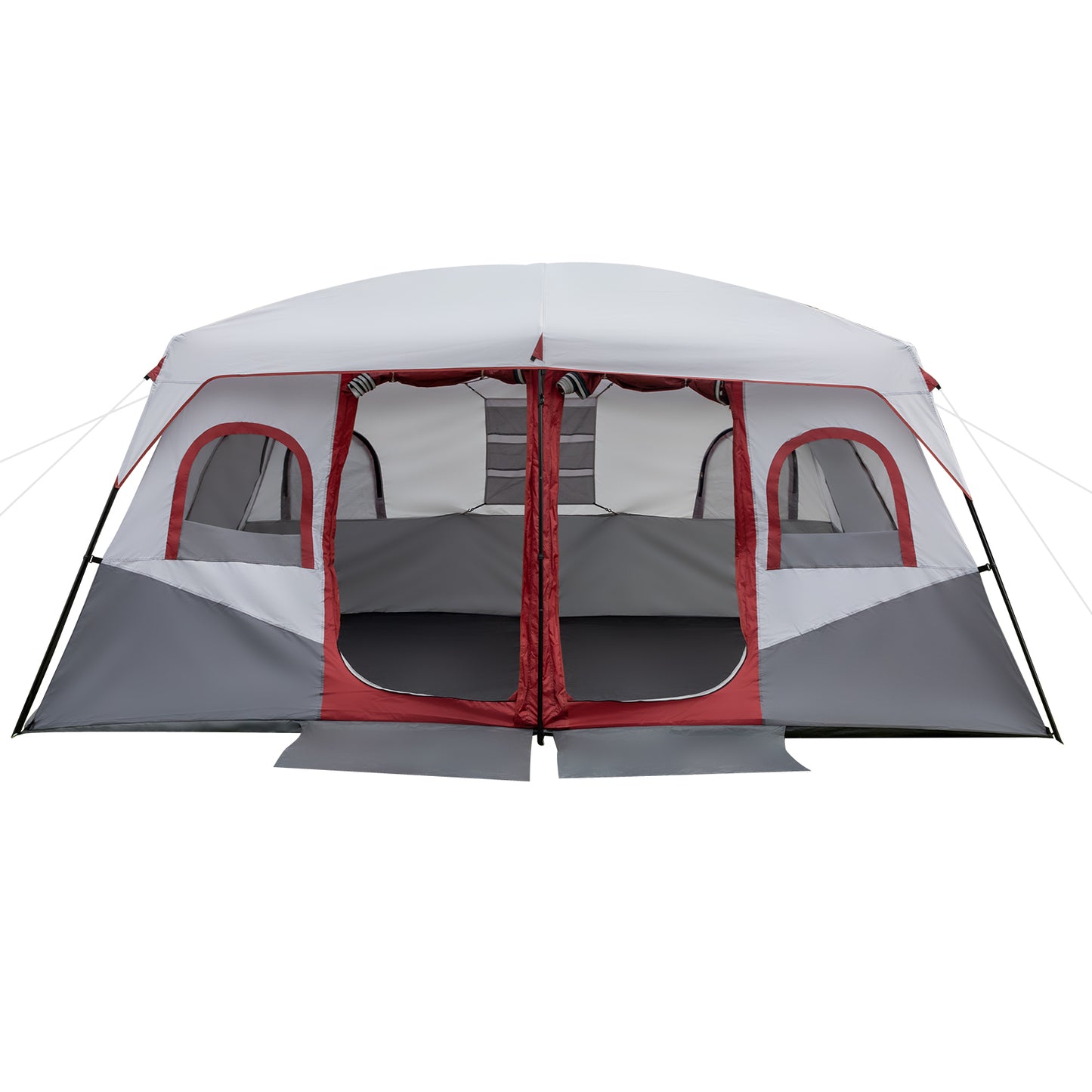 10 Person Red, White, and Gray Two Room Camping Tent