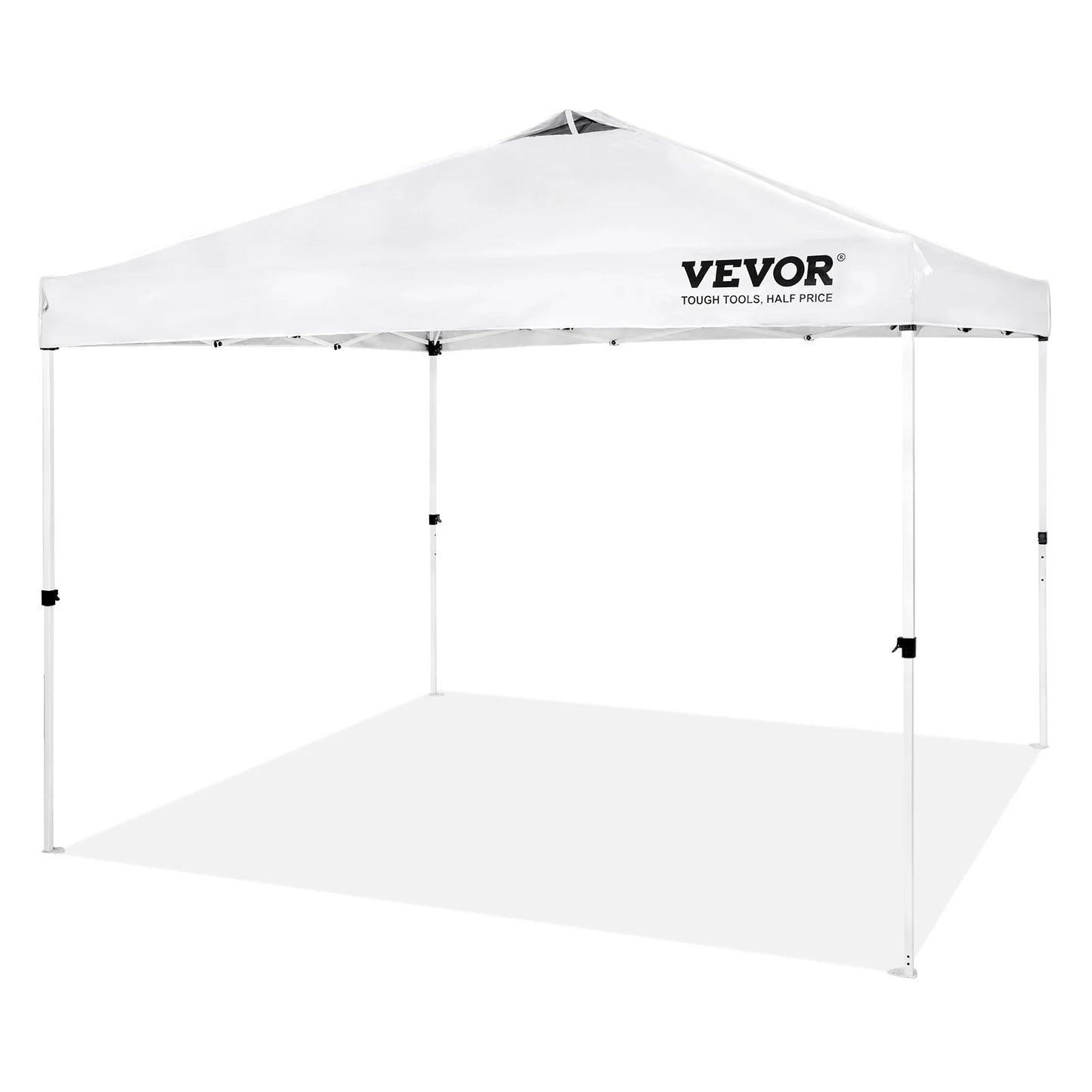 VEVOR 10x10 Ft Pop-Up Canopy Tent – Waterproof Sun Shelter with Roller Bag & Sandbags Silver Gray