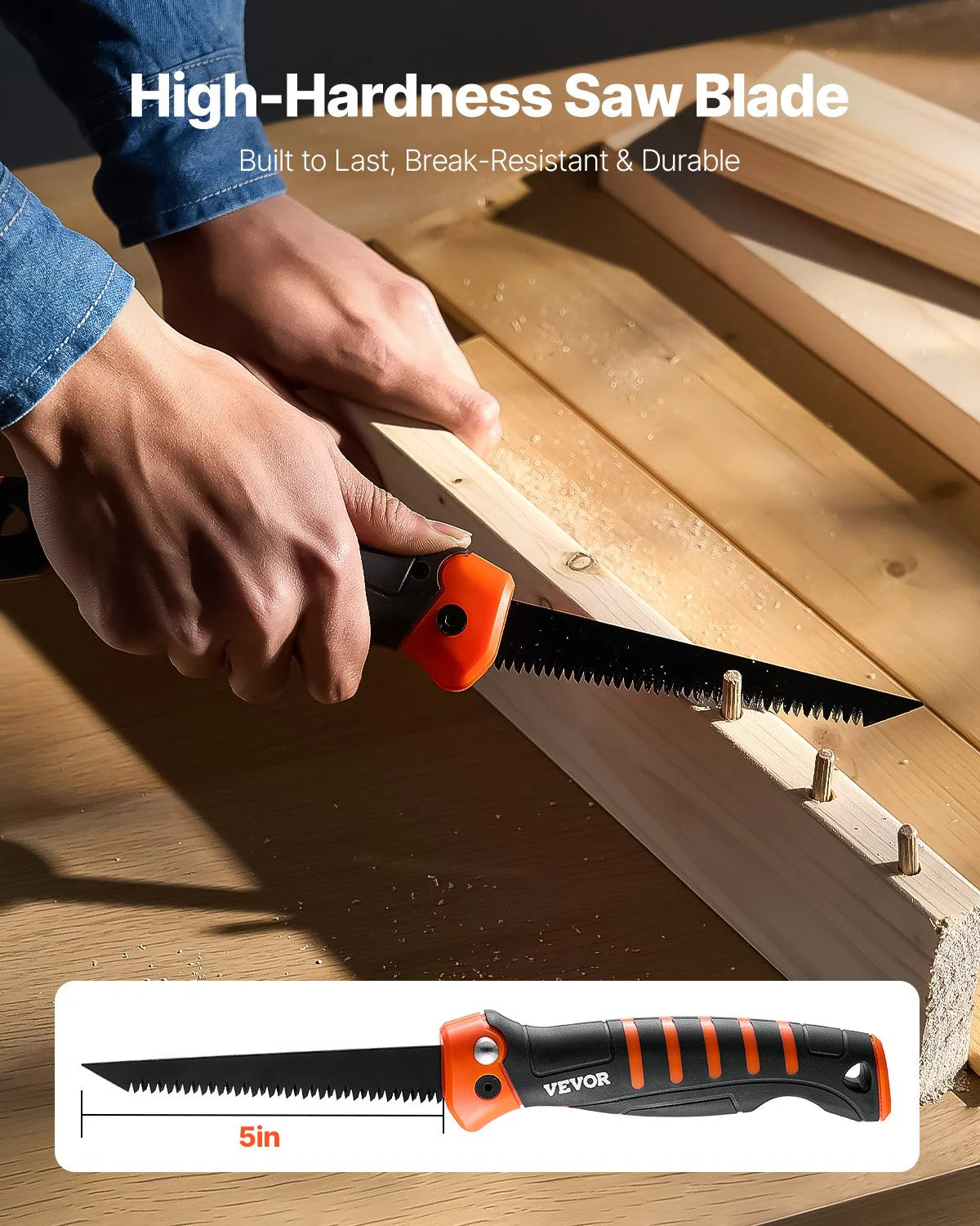 5-Inch Folding Jab Saw – Soft Grip Handle, Cuts Drywall, PVC & Wood