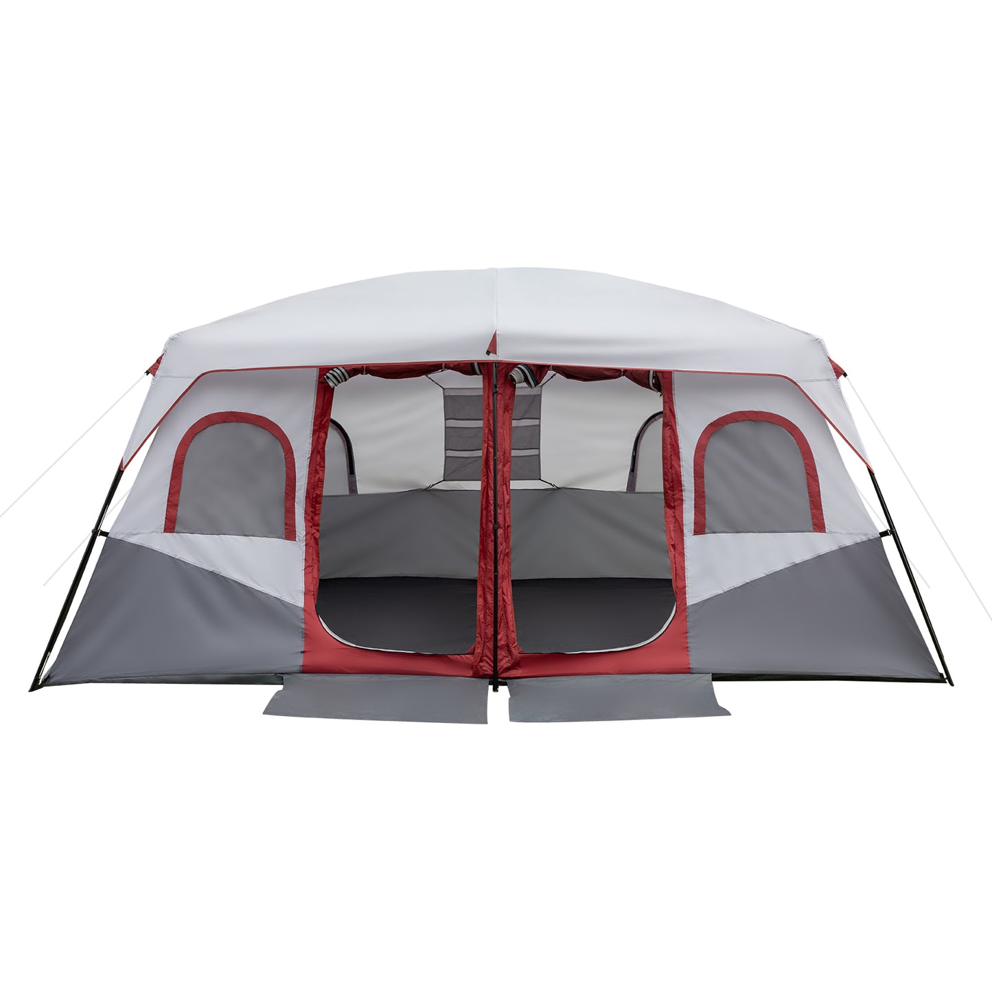 10 Person Red, White, and Gray Two Room Camping Tent
