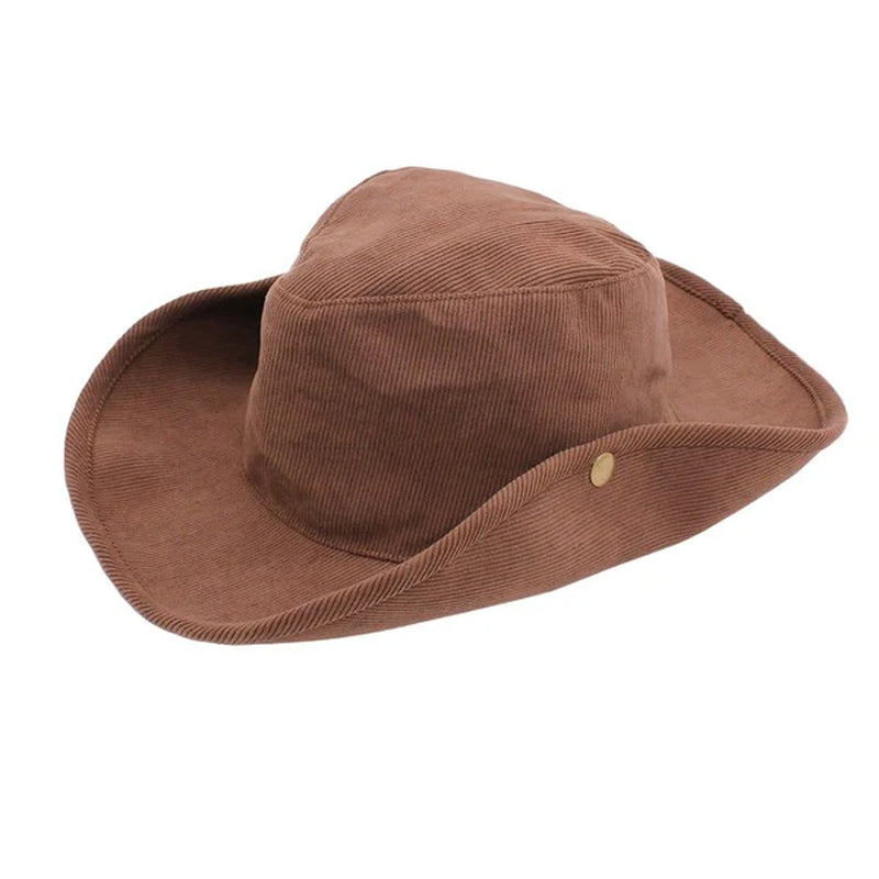 Corduroy Side-Snap Cowboy Hat – Versatile & Stylish