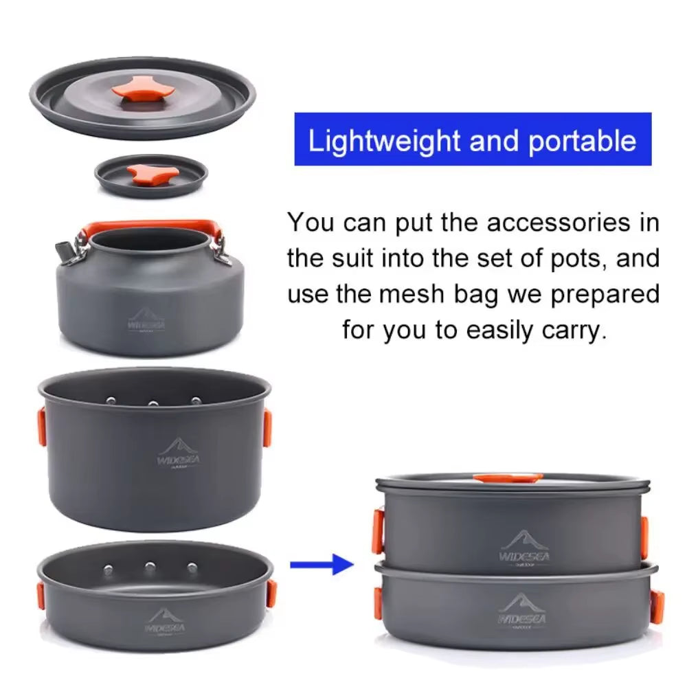 Camping Tableware Outdoor Cookware Set Pots Tourist Dishes Bowler Kitchen Equipment Gear Utensils Hiking Picnic Travel