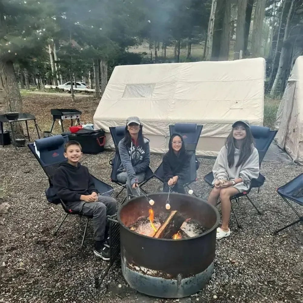 Large Inflatable Camping Tent (8–10 Person) – 129 sq. ft, Stove Jack, Mesh Windows