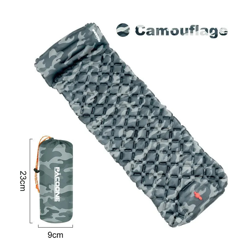 Inflatable Sleeping Pad with Pillow – Camping Mat with Integrated Pump