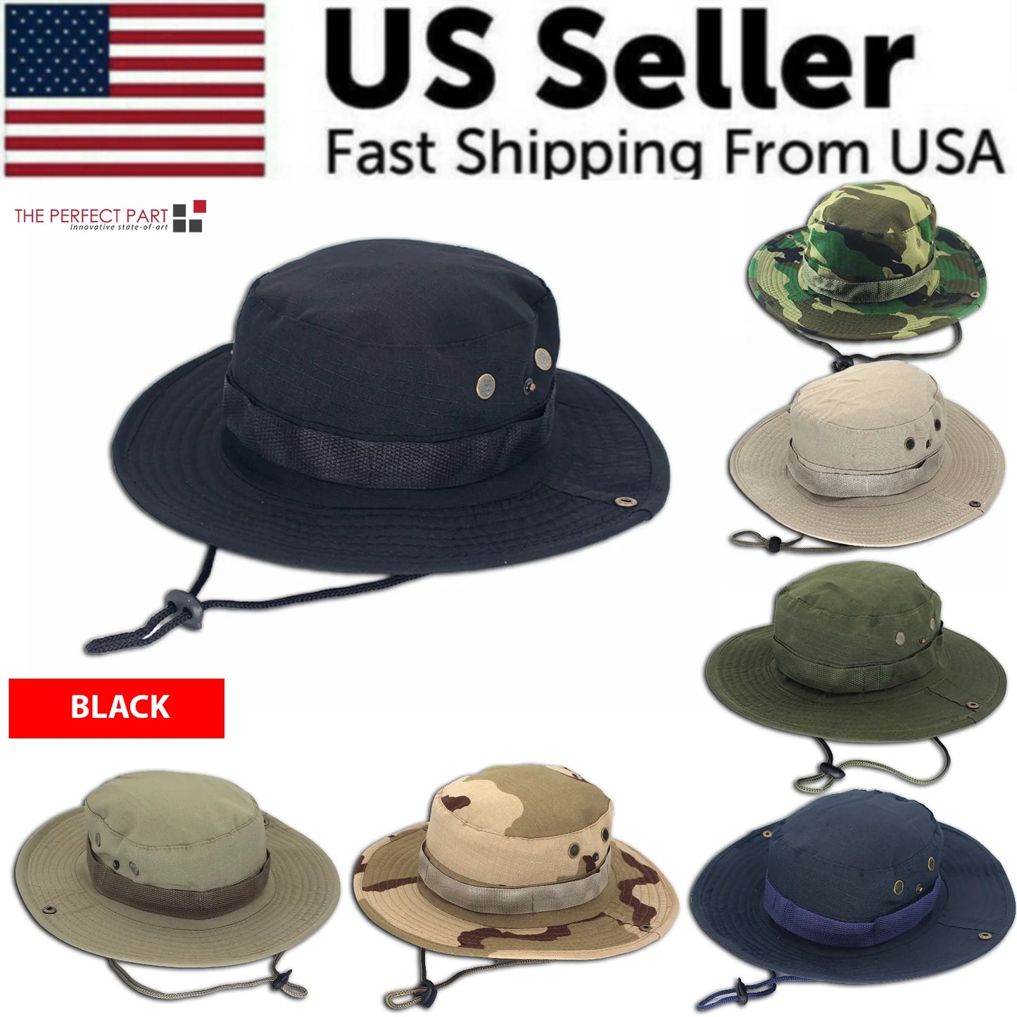 Boonie Bucket Hat – Outdoor Camo Safari Cap w/ Mesh & Wide Brim