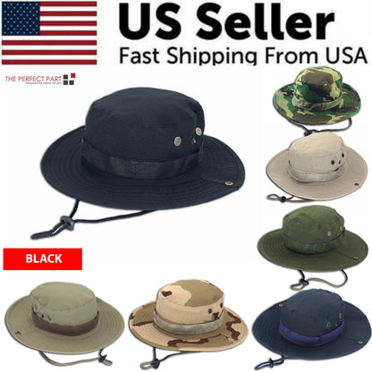 Boonie Bucket Hat – Outdoor Camo Safari Cap w/ Mesh & Wide Brim