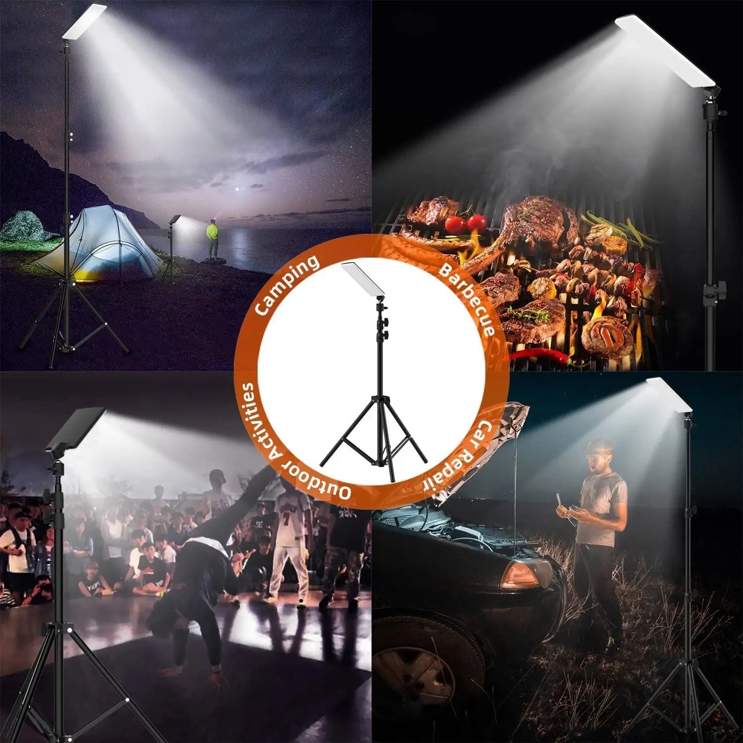 1680 Lumen Portable LED Work Light with Telescoping Tripod – USB Powered, Adjustable Outdoor Camping Lantern