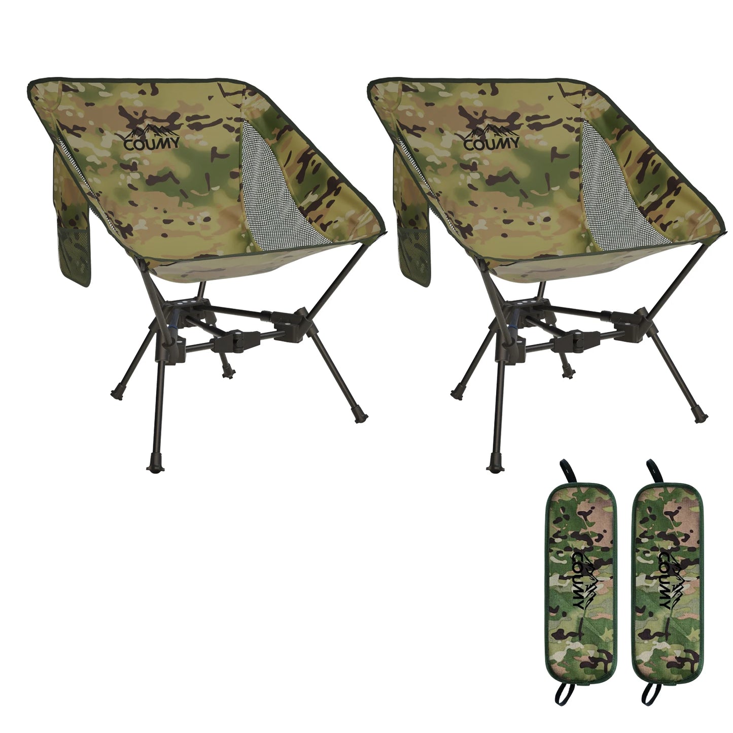 2-Pack Ultralight Camping Chairs – Folding & Portable with Side Pockets