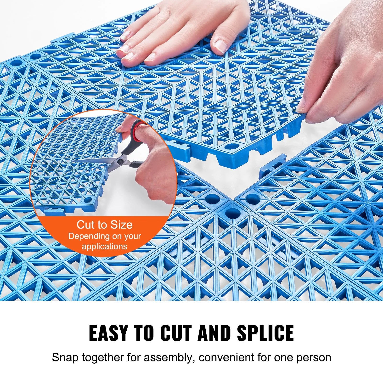 VEVOR Interlocking Drainage Floor Tiles – 55 PCS, 12x12 in, Soft PVC, Blue