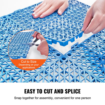 VEVOR Interlocking Drainage Floor Tiles – 55 PCS, 12x12 in, Soft PVC, Blue