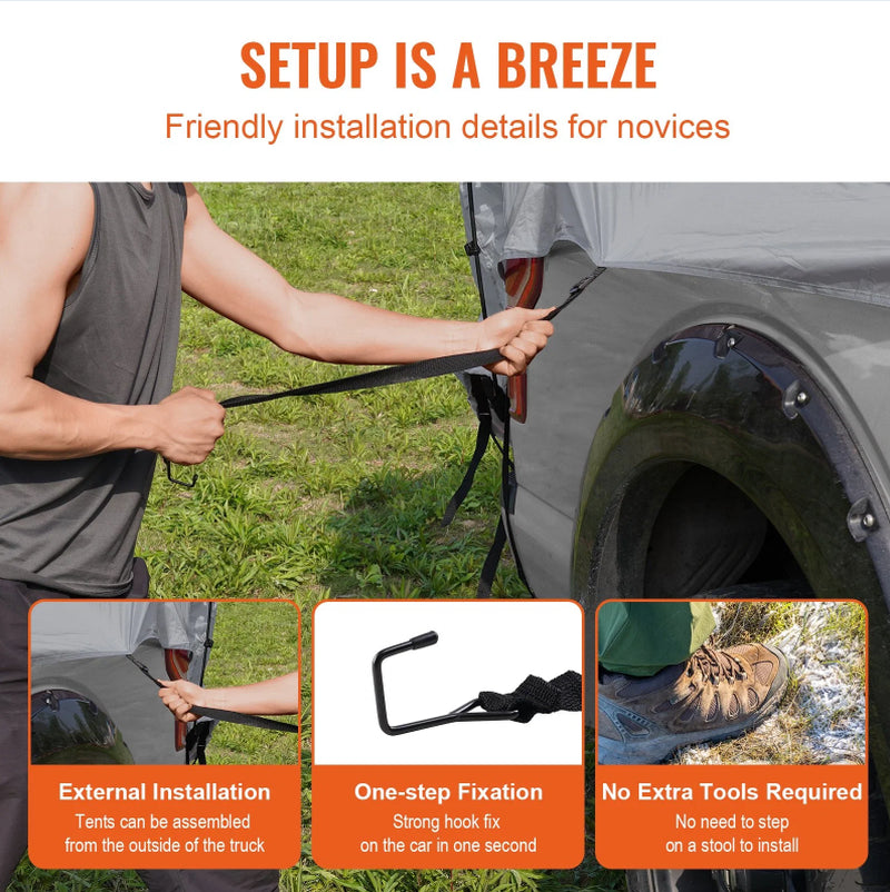 Truck Bed Camping Tent (5.5'–6') – Waterproof, 2–3 Person, with Rainfly & Carry Bag