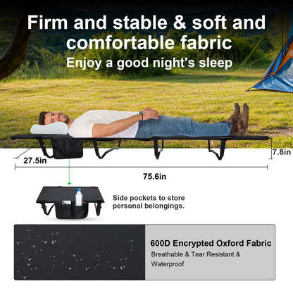 Ultralight Folding Camping Cot – Portable Bed for Adults, Supports Up to 352 lbs