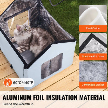 VEVOR Heated Cat House – Foldable Kitty Shelter with Heated Pad, Small Size