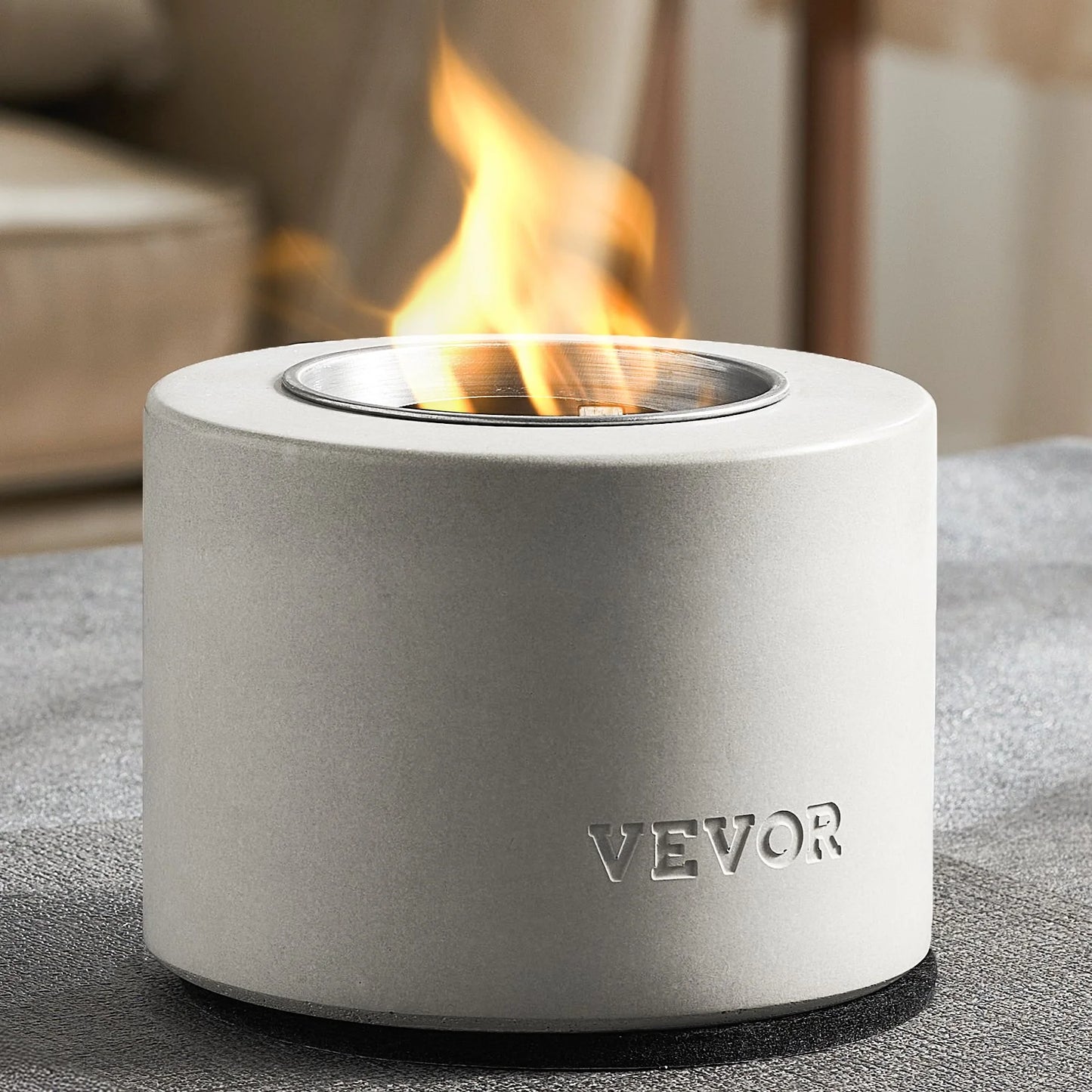 Concrete Tabletop Fire Pit – Indoor/Outdoor Mini Fireplace Bowl