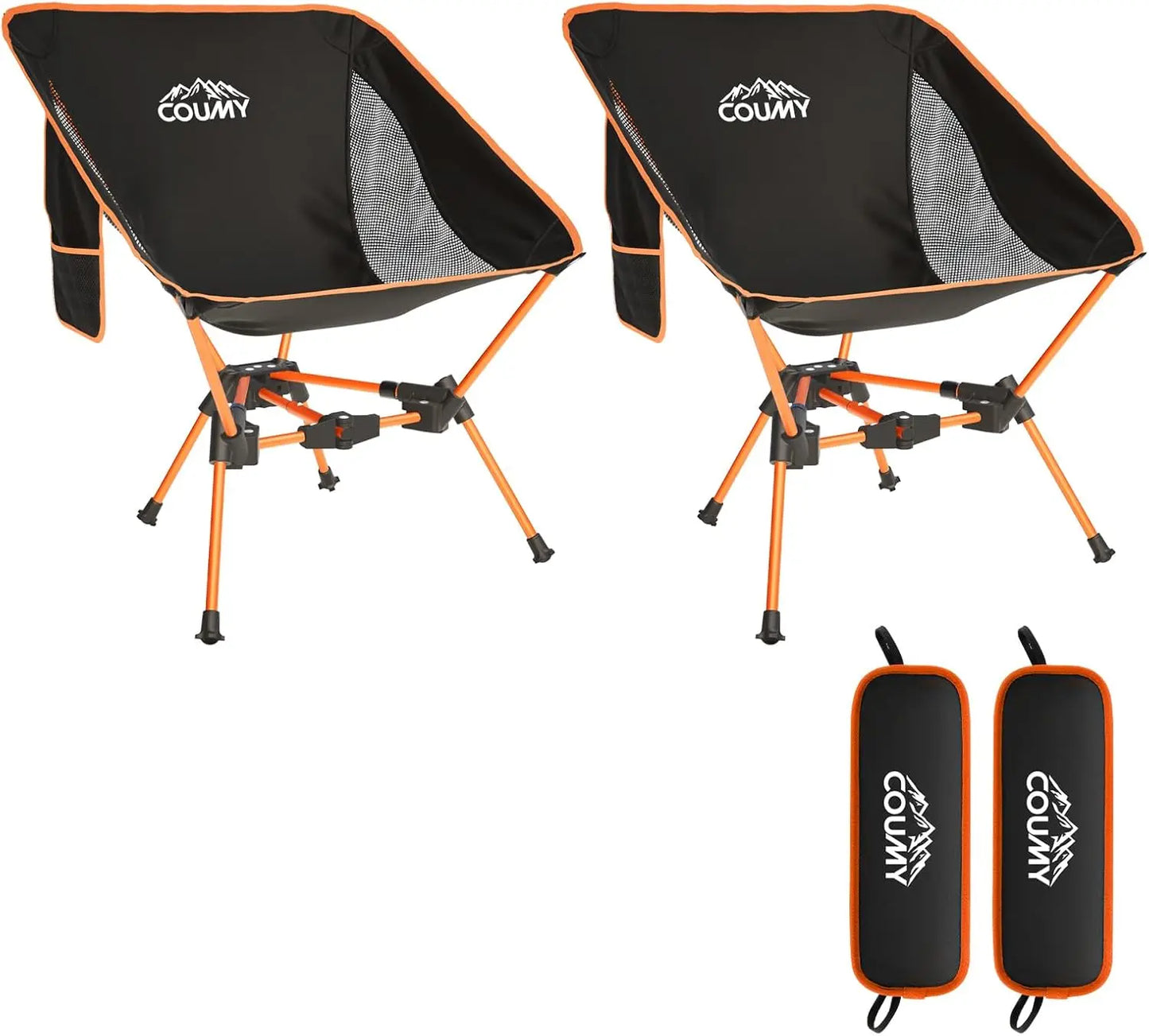 2-Pack Ultralight Camping Chairs – Folding & Portable with Side Pockets
