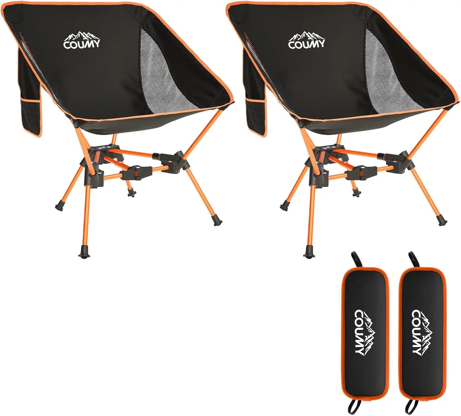 2-Pack Ultralight Camping Chairs – Folding & Portable with Side Pockets