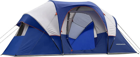 HIKERGARDEN 10-Person Family Camping Tent – Windproof & Easy Setup Dome Tent for Outdoors