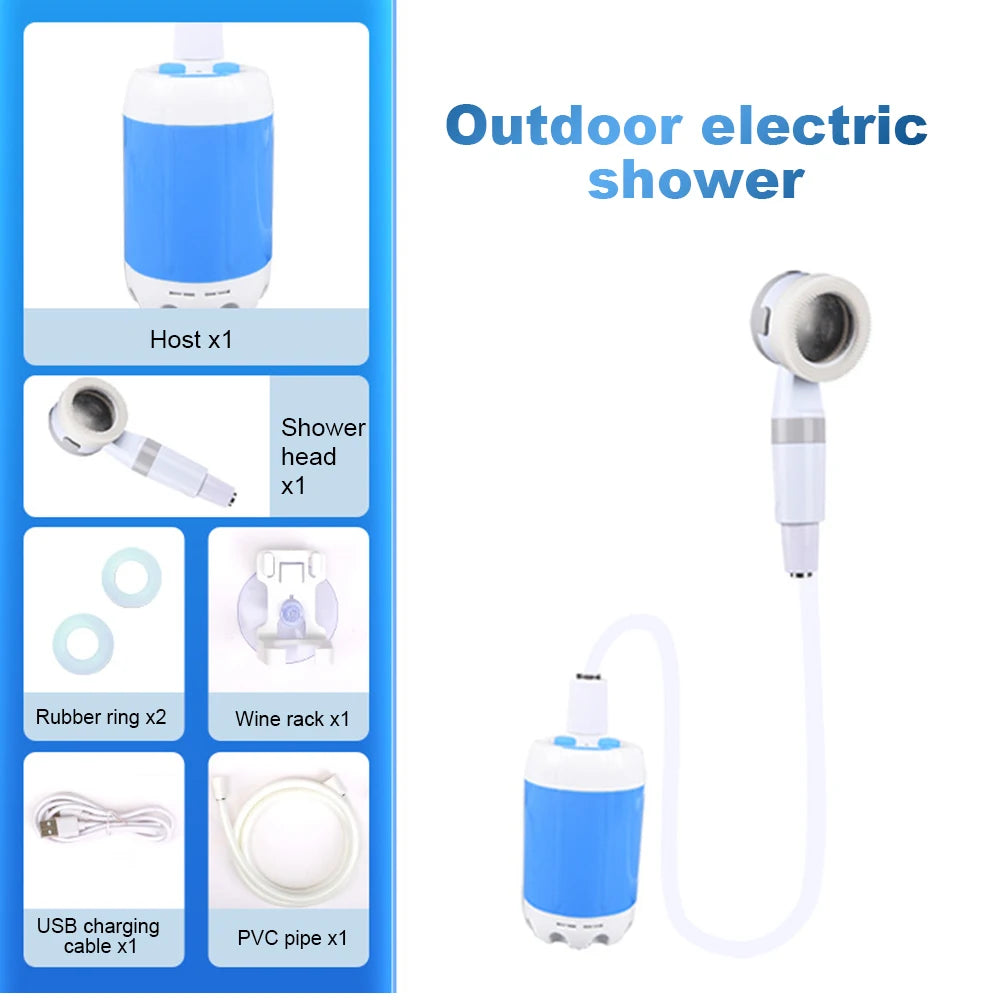Rechargeable Camping Shower – Portable, Adjustable Flow, Powerful Outdoor Spray for Travel, Hiking & Pet Cleaning