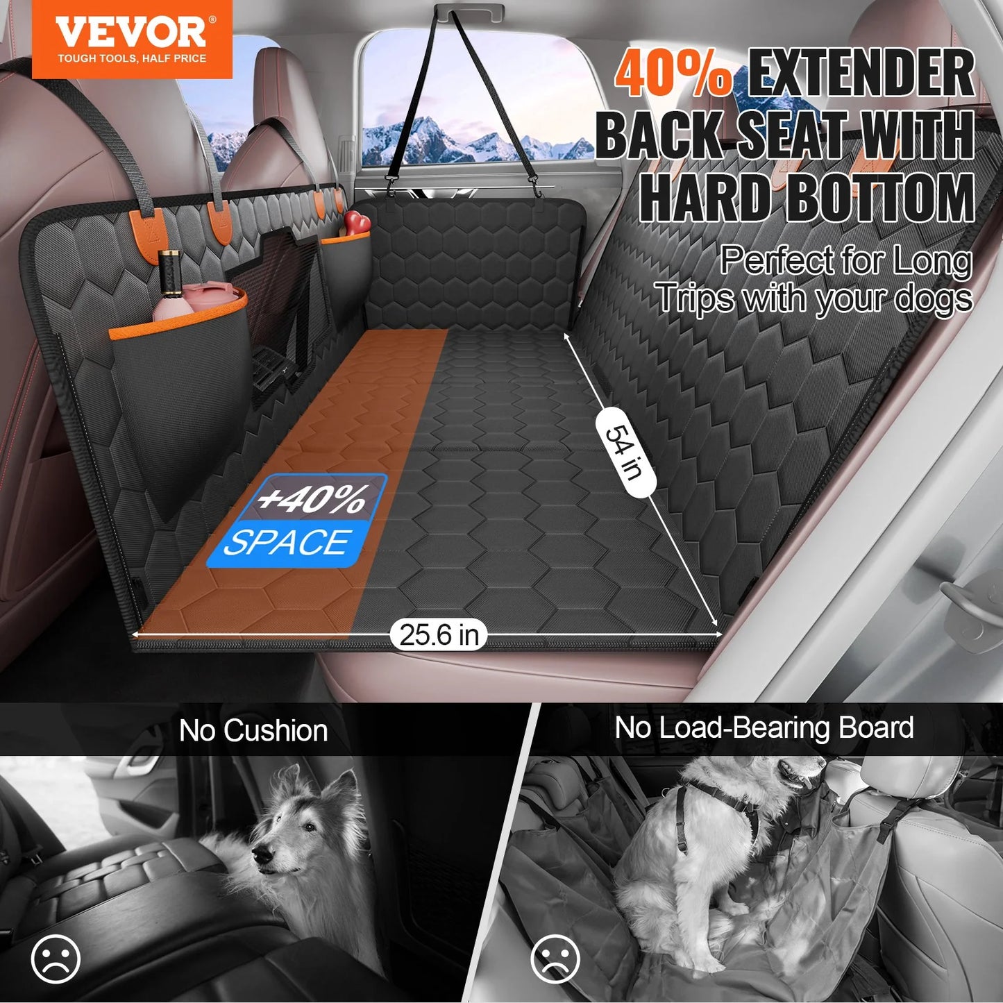 VEVOR Dog Car Seat Cover – 54x25.6 in, Waterproof 600D Back Seat Protector