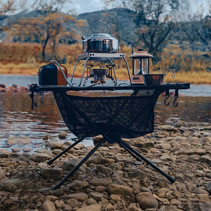 WESTTUNE Folding Camping Table – Lightweight Aluminum with Storage Mesh | Portable for BBQ, Picnic, Hiking