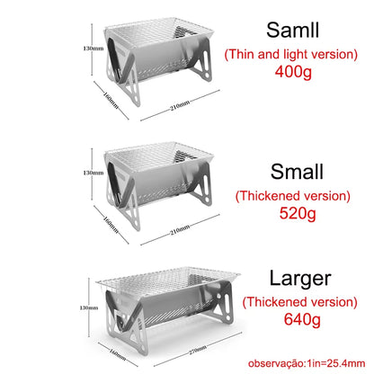 Portable Folding Barbecue Grill Heating Stoves Multifunction Camping BBQ Grill Rack Net Firewood Stove Stainless Steel BBQ Grill