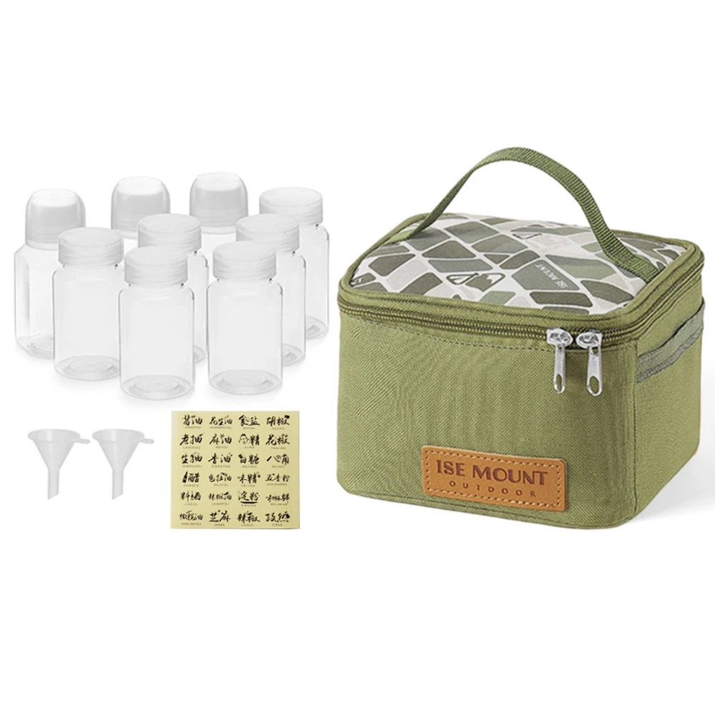 Camping Seasoning Bottle Set Storage Bag Portable Sealing Oil Bottle Large Capacity Condiment Jars Organizer for Camping Picnic