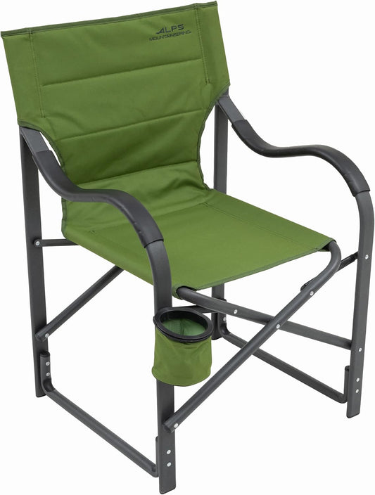Camp Chairs for Adults - Comfortable Padded Polyester Fabric over Sturdy Wide Aluminum/Steel Frame with Tall Back, Folds Flat