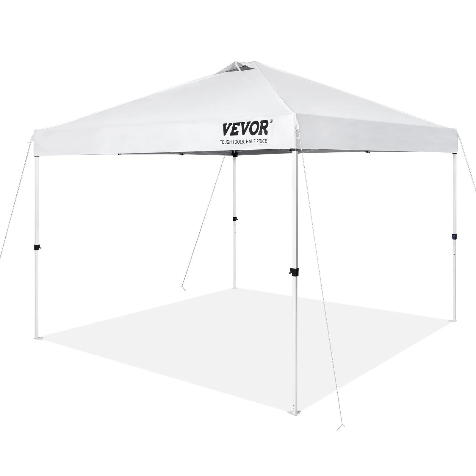 VEVOR 10x10 Ft Pop-Up Canopy Tent – Waterproof Sun Shelter with Roller Bag & Sandbags Silver Gray