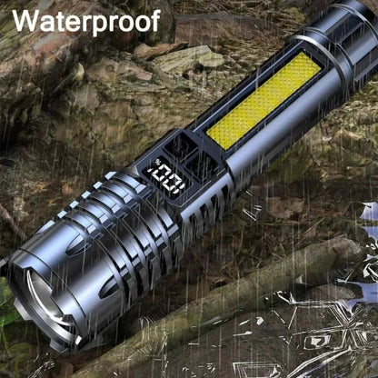 Rechargeable LED Torch – Ultra Bright Flashlight with Side Light for Outdoors