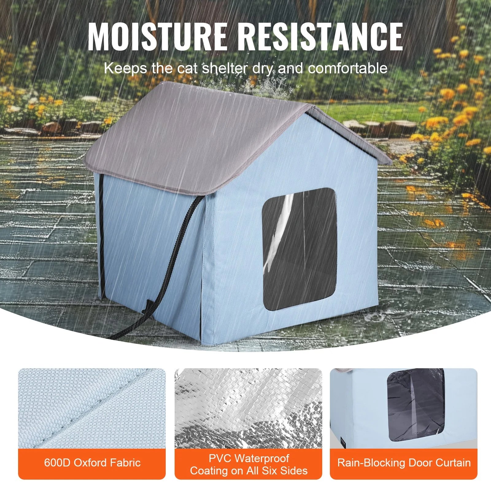 VEVOR Heated Cat House – Foldable Kitty Shelter with Heated Pad, Small Size