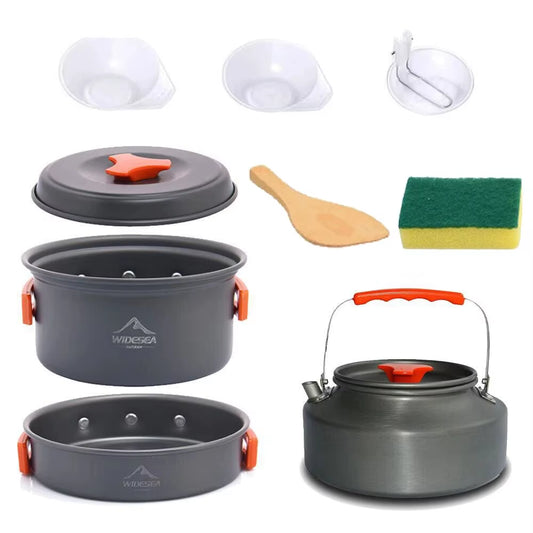Camping Tableware Outdoor Cookware Set Pots Tourist Dishes Bowler Kitchen Equipment Gear Utensils Hiking Picnic Travel
