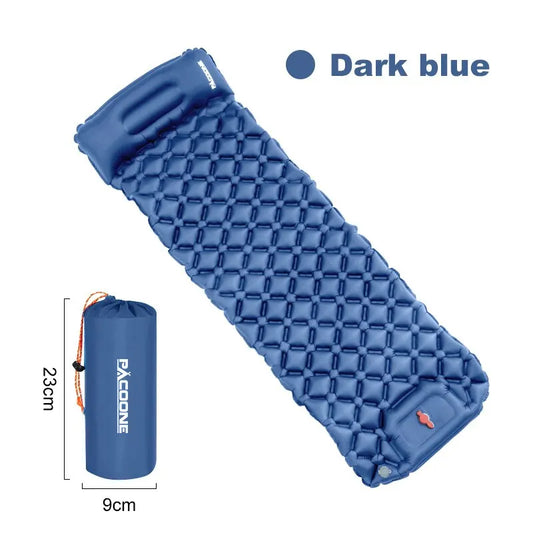 Inflatable Sleeping Pad with Pillow – Camping Mat with Integrated Pump