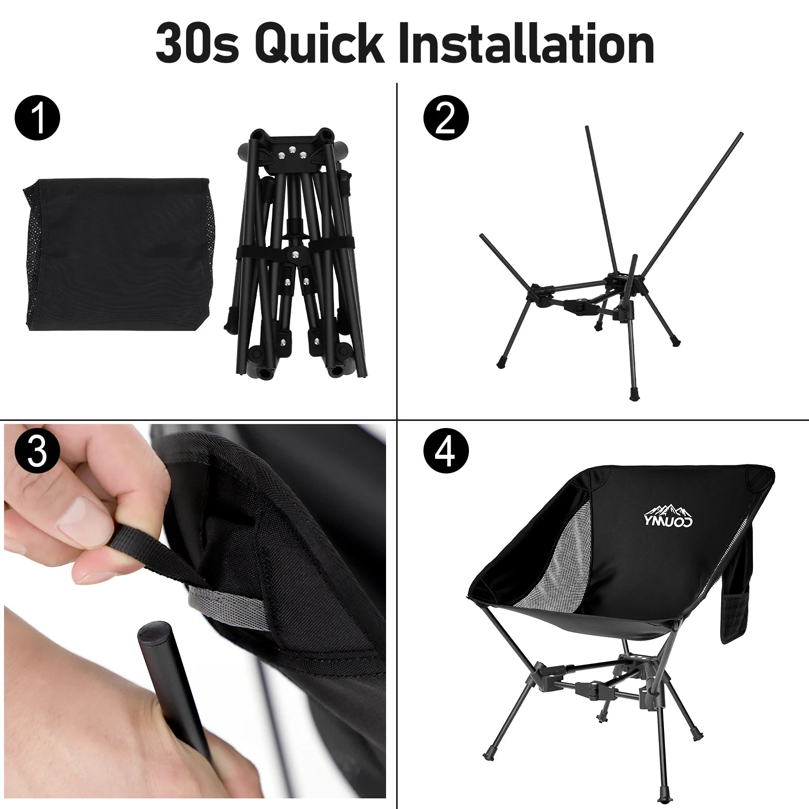 2-Pack Ultralight Camping Chairs – Folding & Portable with Side Pockets