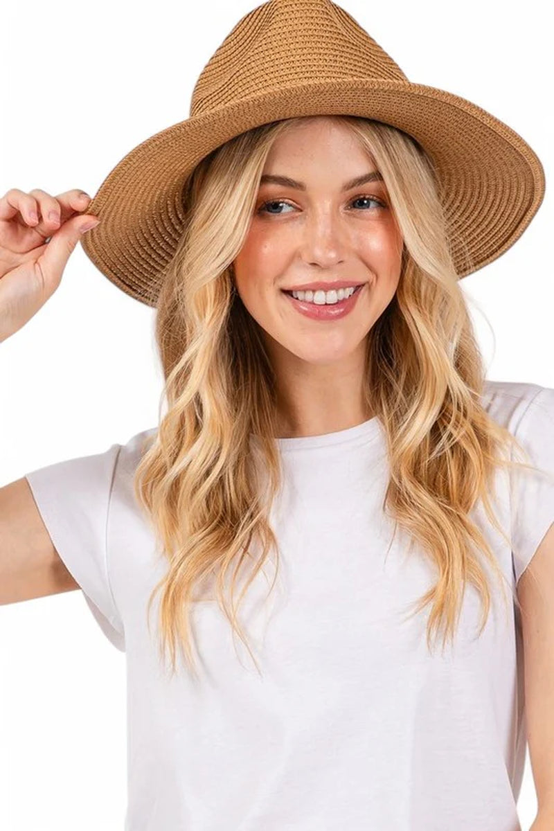 Straw Fedora Sun Hat with Sea Shell Band – Beach-Ready Style