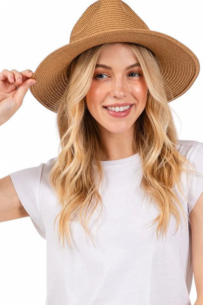 Straw Fedora Sun Hat with Sea Shell Band – Beach-Ready Style