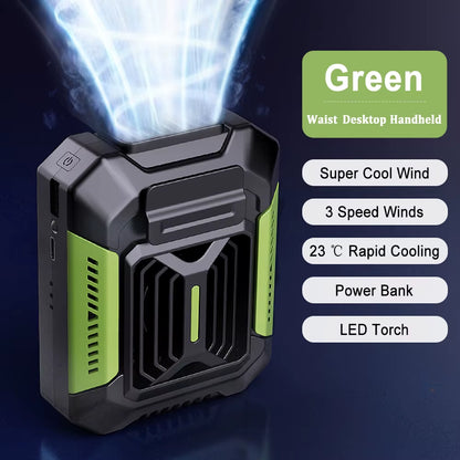 Portable Waist Clip Fan – 6000mAh Rechargeable with Light