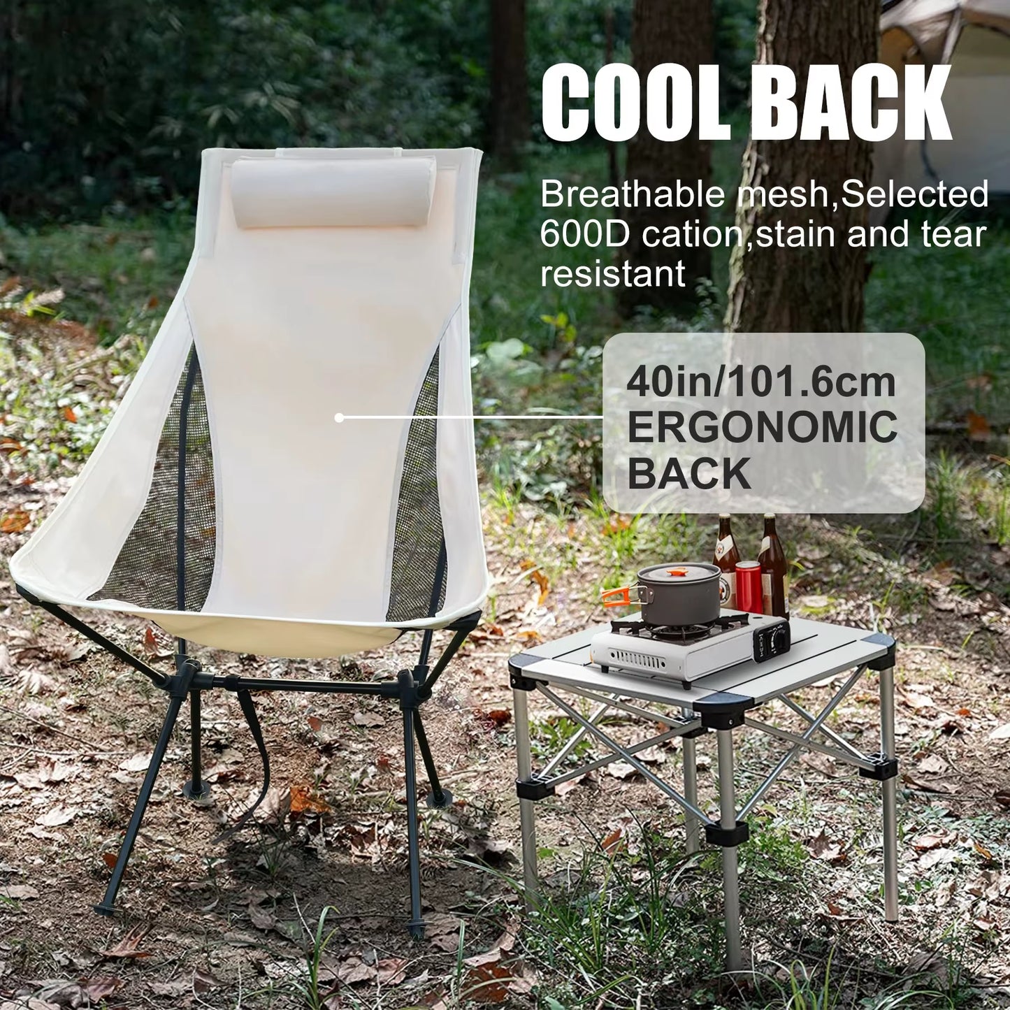 WESTTUNE Folding Camping Chair with Headrest – Lightweight & Portable