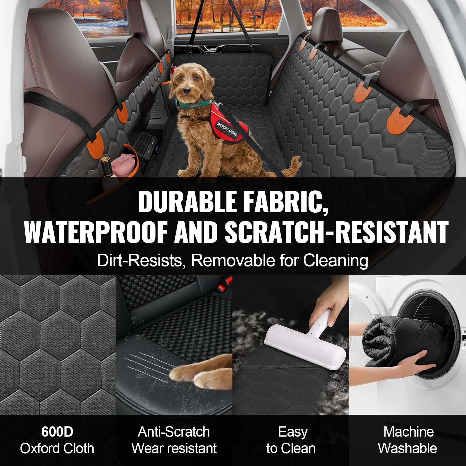 VEVOR Dog Car Seat Cover – 54x25.6 in, Waterproof 600D Back Seat Protector