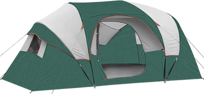 HIKERGARDEN 10-Person Family Camping Tent – Windproof & Easy Setup Dome Tent for Outdoors