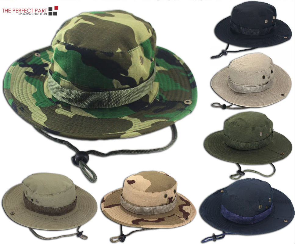 Boonie Bucket Hat – Outdoor Camo Safari Cap w/ Mesh & Wide Brim