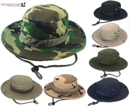 Boonie Bucket Hat – Outdoor Camo Safari Cap w/ Mesh & Wide Brim