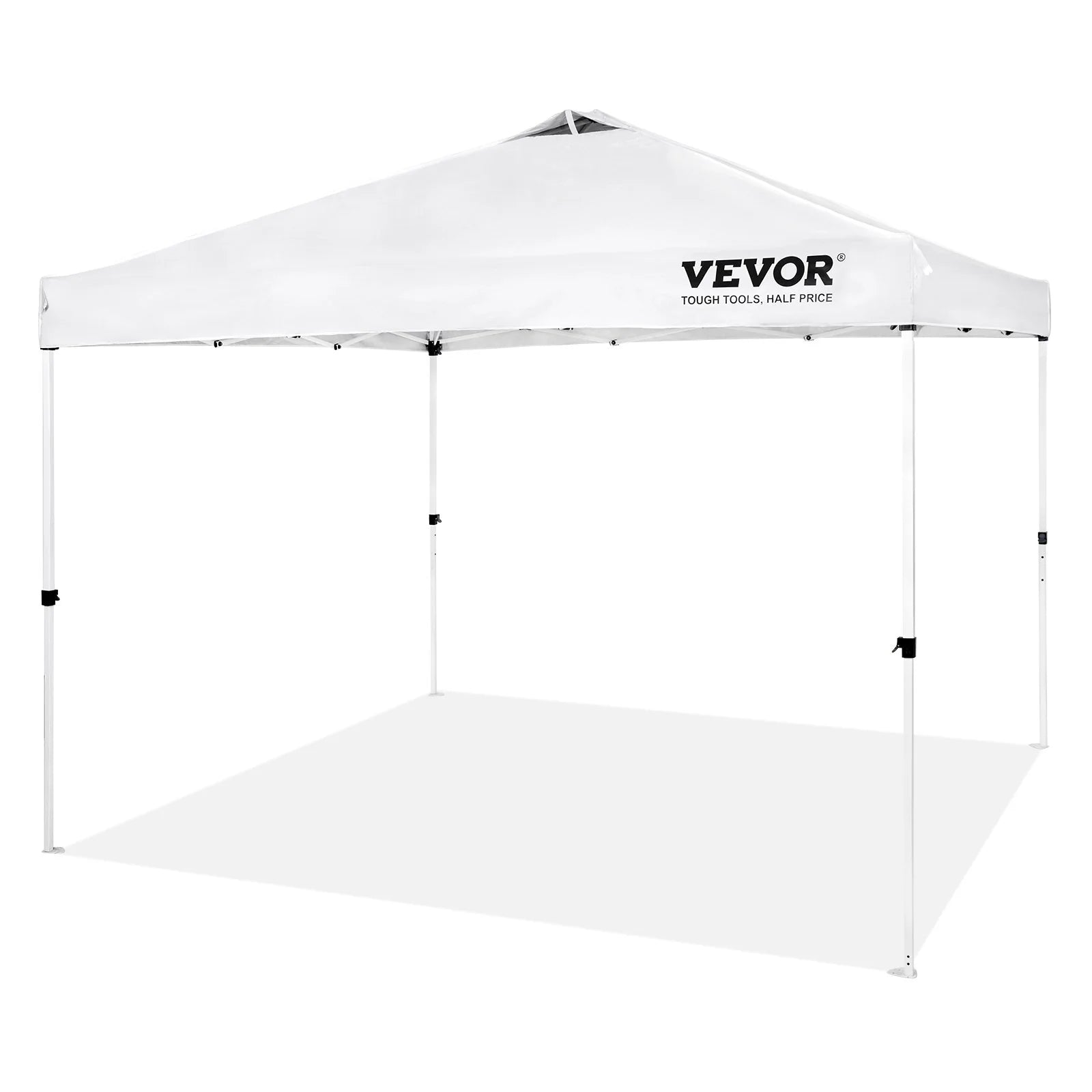 VEVOR 10x10 Ft Pop-Up Canopy Tent – Waterproof Sun Shelter with Roller Bag & Sandbags Silver Gray