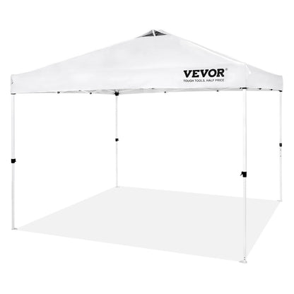 VEVOR 10x10 Ft Pop-Up Canopy Tent – Waterproof Sun Shelter with Roller Bag & Sandbags Silver Gray
