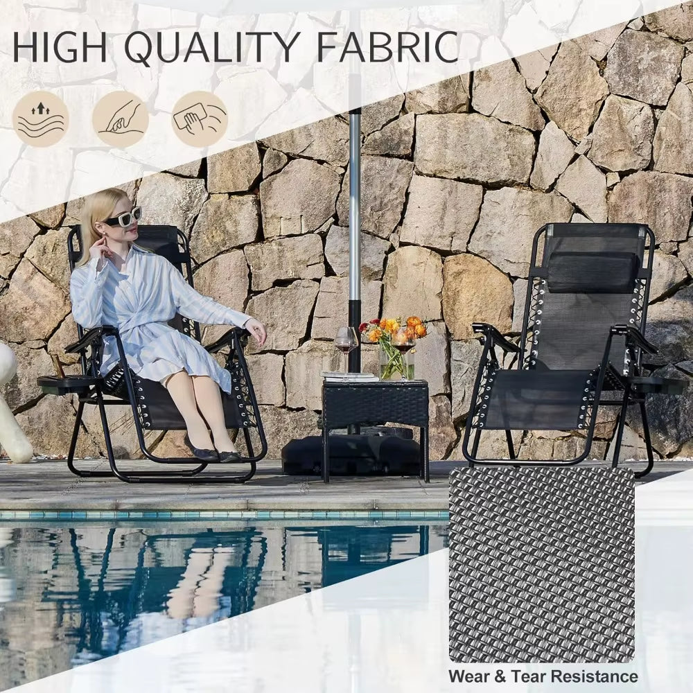 Zero Gravity Chairs – Set of 2 Folding Lounge Recliners with Cup Holders