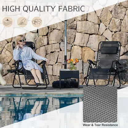Zero Gravity Chairs – Set of 2 Folding Lounge Recliners with Cup Holders