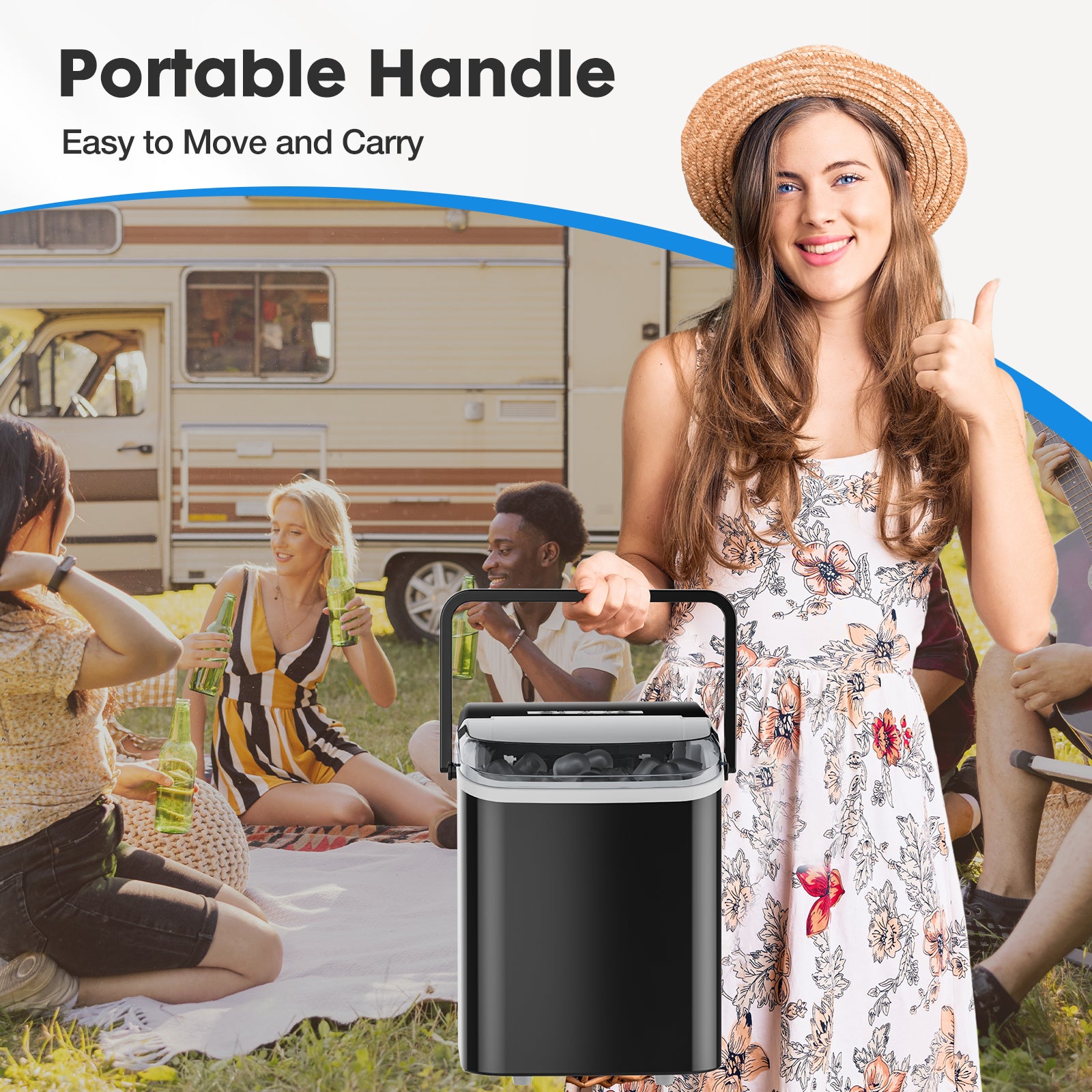 Portable Ice Maker for Home, Camping & Travel