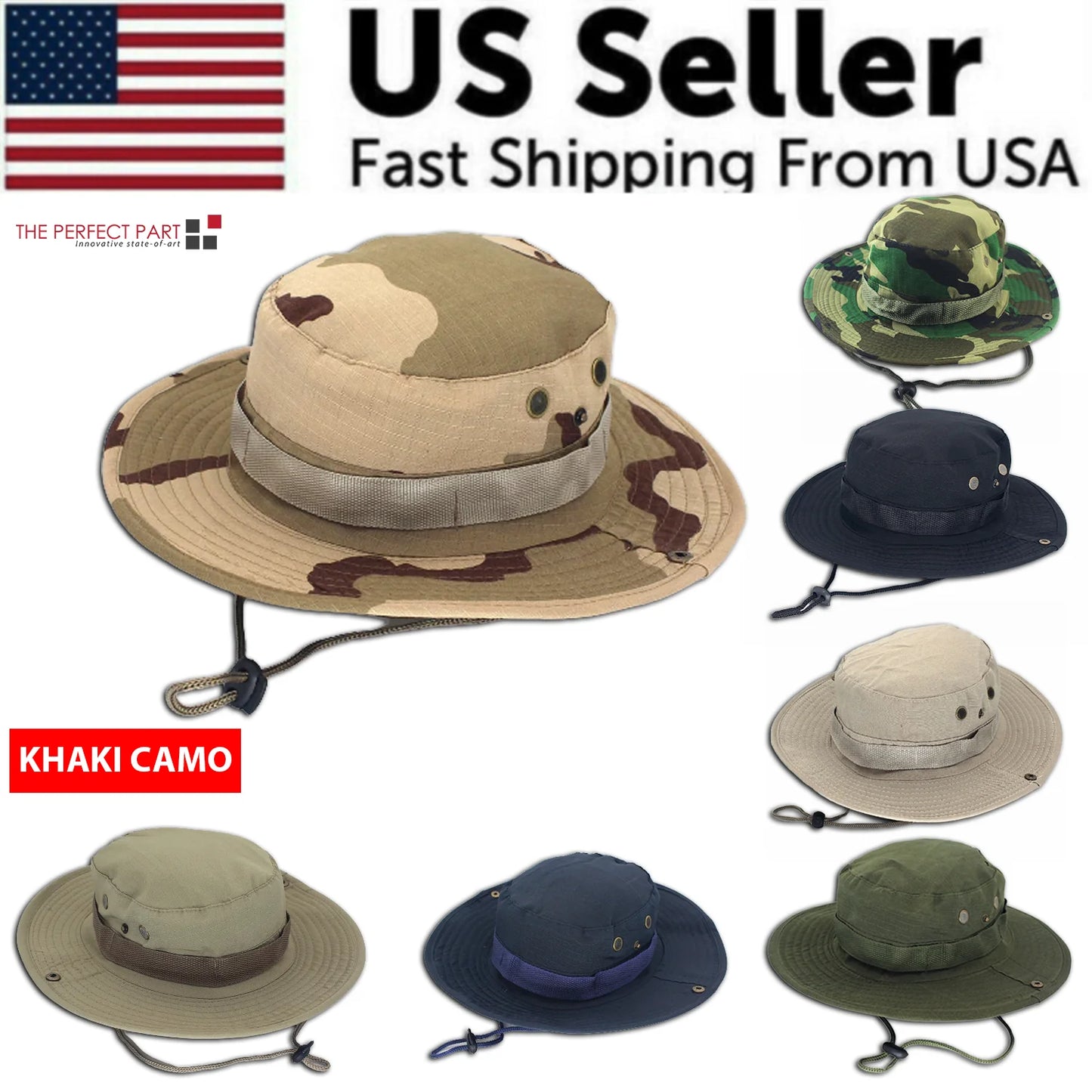 Boonie Bucket Hat – Outdoor Camo Safari Cap w/ Mesh & Wide Brim