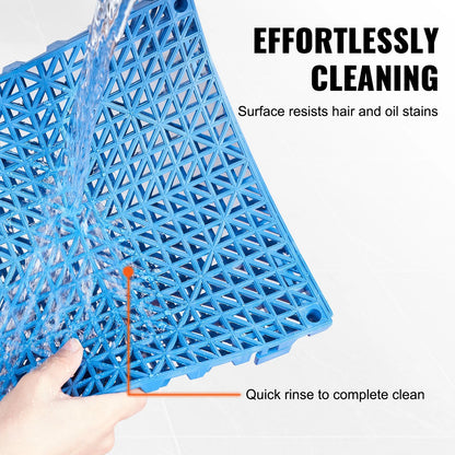 VEVOR Interlocking Drainage Floor Tiles – 55 PCS, 12x12 in, Soft PVC, Blue