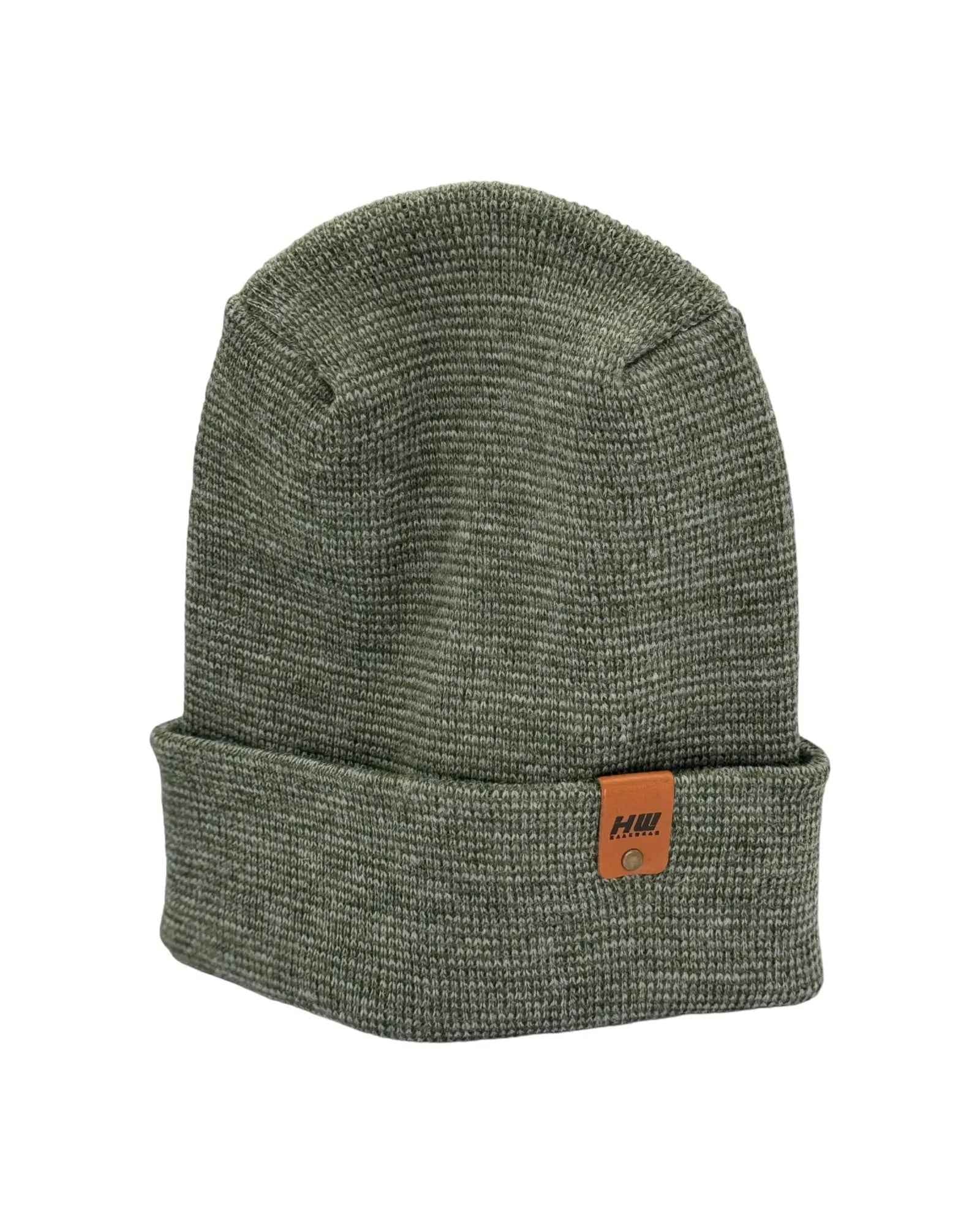 HAAKWEAR H-Stitch Fusion Cuffed Beanie – Gray/Green (Patented Design, Made in USA)