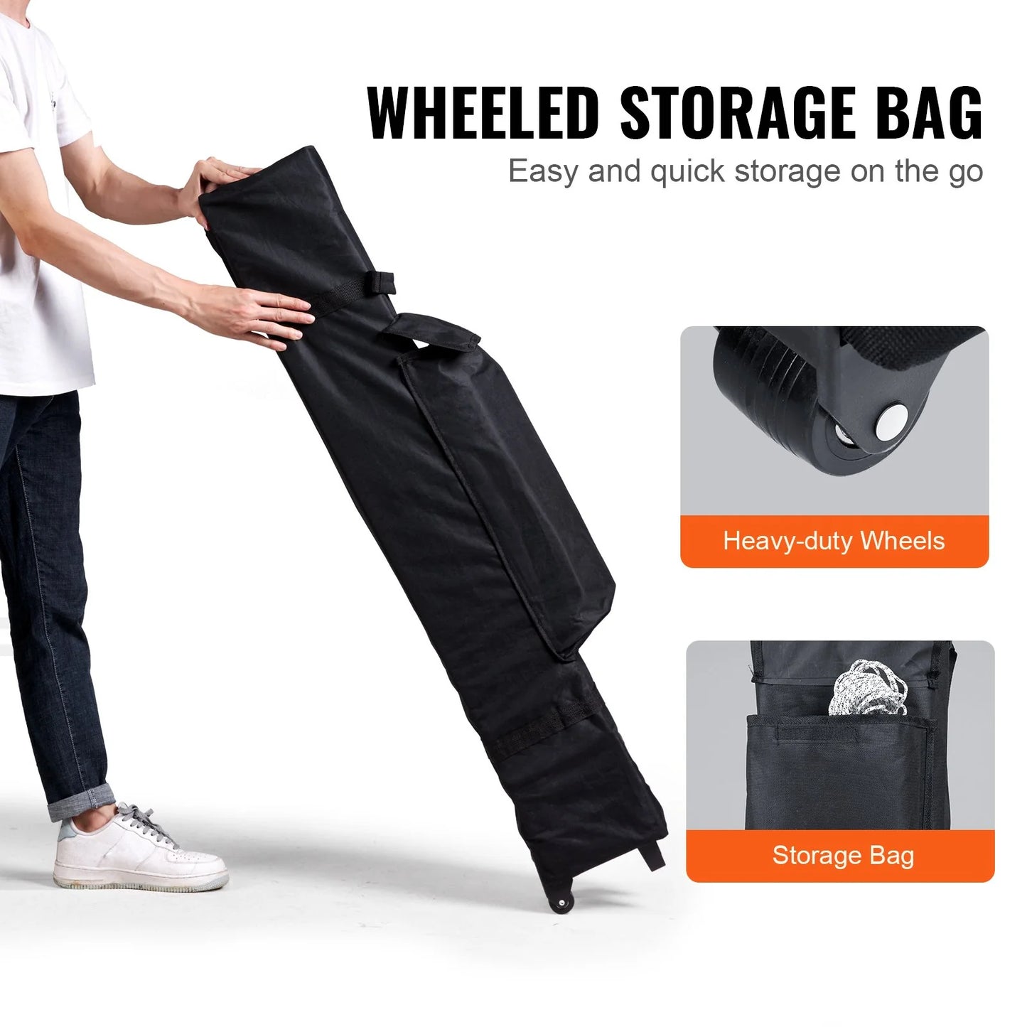 VEVOR 10x10 Ft Pop-Up Canopy Tent – Waterproof Sun Shelter with Roller Bag & Sandbags Silver Gray